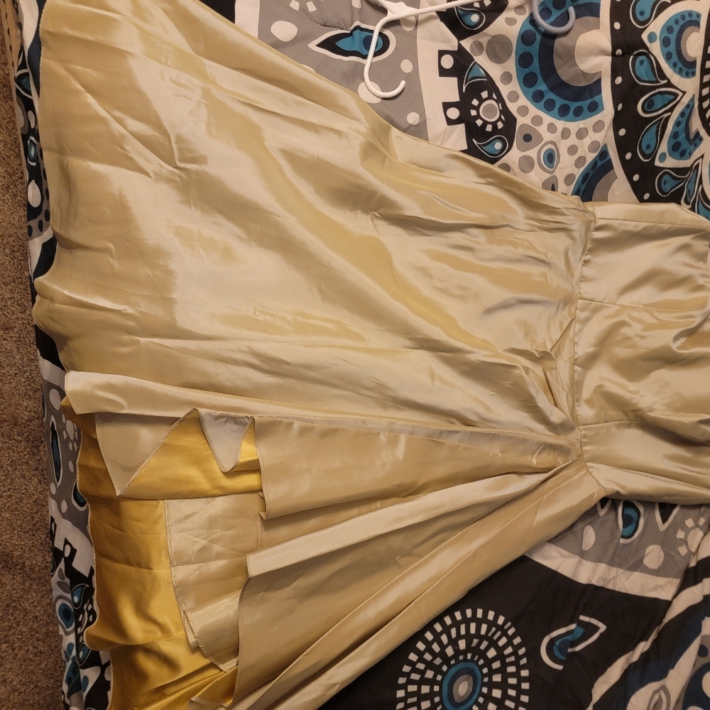 Gold tea length dress
